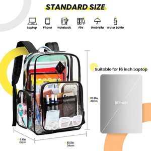 ASKSKY Clear Backpack Heavy Duty, PVC See Through Backpack for School Stadium Approved Transparent Backpack, Black