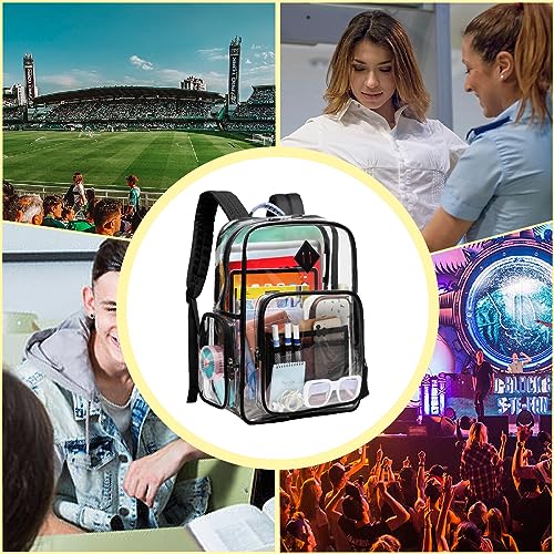 ASKSKY Clear Backpack Heavy Duty, PVC See Through Backpack for School Stadium Approved Transparent Backpack, Black