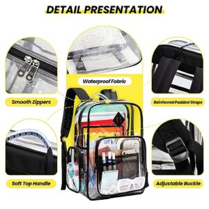 ASKSKY Clear Backpack Heavy Duty, PVC See Through Backpack for School Stadium Approved Transparent Backpack, Black