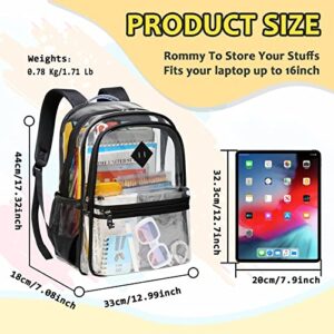 ASKSKY Clear Backpack Stadium Approved, Thriple Compartments Book Bag Heavy Duty PVC See Through Backpack for School for College Travel Work Festival, Black