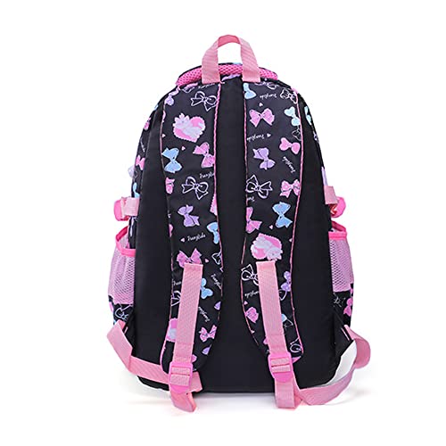 EFBJIXY School Backpack Girls Set 3 IN 1 Cute bookbags with Lunch Box Pencil Case Schoolbag Middle Elementary Preschool Kindergarten Supplies for Teen Little Children Student Black