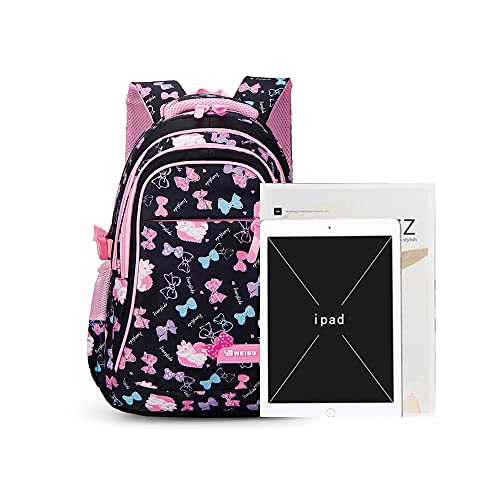 EFBJIXY School Backpack Girls Set 3 IN 1 Cute bookbags with Lunch Box Pencil Case Schoolbag Middle Elementary Preschool Kindergarten Supplies for Teen Little Children Student Black