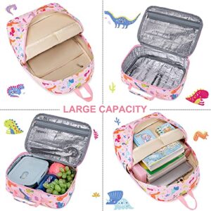 CAMTOP Kids Backpack for Girls School Bookbag with Lunch Box Set for Preschool Kindergarten Elementary (Colorful-Dinosaur)