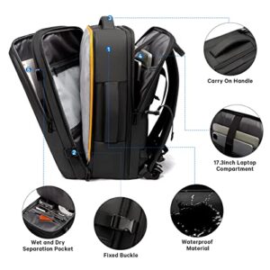 BANGE Travel Backpack, Carry On Backpack Durable Convertible Duffle Bag Fit for 17.3 Inch Laptop for Men and Women… (Black(35L Vertical Pocket))