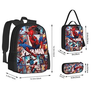 Backpack Lightweight 17-Inch Laptop Backpack with Insulated Lunch Box and Pencil Case Pouch 3 Piece Set for Travel Work