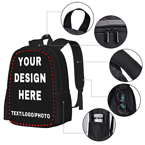 Midkepf Custom Backpack for Mens Womens, Personalized Backpacks with Photo Text, Customize Casual Laptop Backpack for Travel Camping 17in