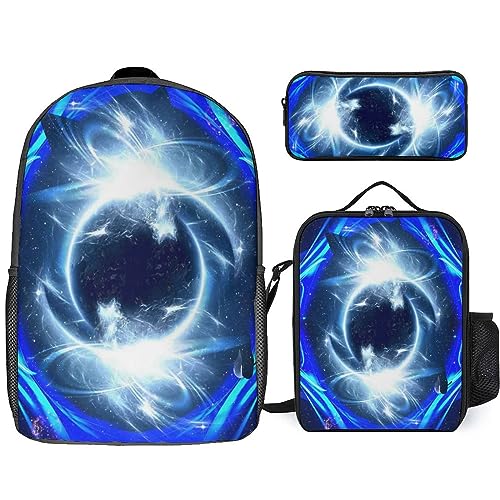 SREEKA Large 17" Backpack Set with Portable Lunch Box Pencil Case, Wear-resistant Laptop Backpack Leakproof Lunch Bag Pencil Pouch
