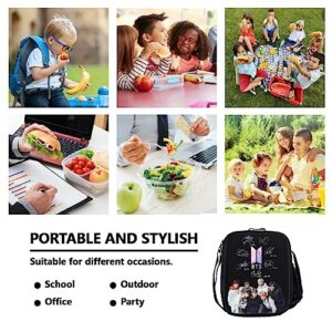 Mxiwngp BTS backpack 17 inch shcool backpack Set Fashion Daypack Book bag with Lunch Box Pen Case Students Gift for Boys Girls Fans, signatures