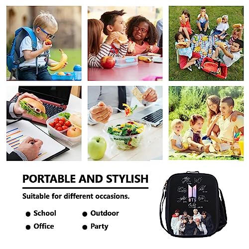 Mxiwngp BTS backpack 17 inch shcool backpack Set Fashion Daypack Book bag with Lunch Box Pen Case Students Gift for Boys Girls Fans, signatures