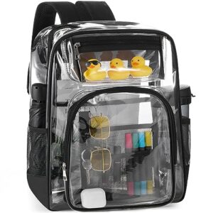 synpos clear backpack black for adults heavy duty clear backpack stadium approved for school boys girls