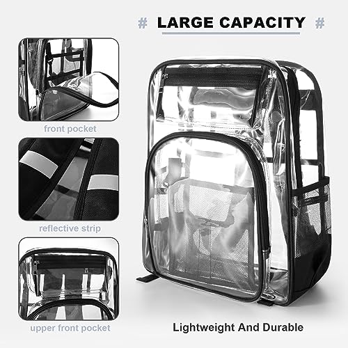 SYNPOS Clear Backpack Black For Adults Heavy Duty Clear Backpack Stadium Approved For School Boys Girls