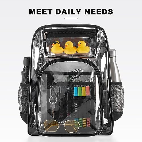 SYNPOS Clear Backpack Black For Adults Heavy Duty Clear Backpack Stadium Approved For School Boys Girls