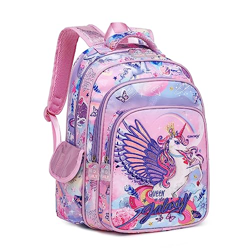 Robhomily Unicorn Backpack for Girls School Backpack for Girls Preschool Backpack for Girls,Cute Girl backpack Lightweight Purple 16 Inch