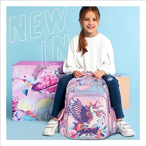 Robhomily Unicorn Backpack for Girls School Backpack for Girls Preschool Backpack for Girls,Cute Girl backpack Lightweight Purple 16 Inch