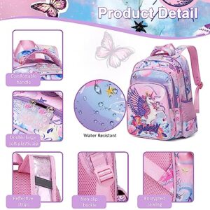 Robhomily Unicorn Backpack for Girls School Backpack for Girls Preschool Backpack for Girls,Cute Girl backpack Lightweight Purple 16 Inch