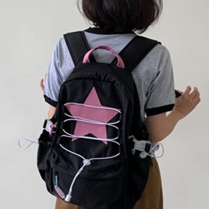 TIMMOR MAGIC Y2k Backpack for Women Star Aesthetic Bags with Drawstring Y2k Fashion Graphic Bag Cyber Vintage Coquette Bags(style4-black)