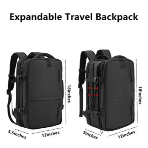 KingCheer Travel Laptop Backpack, Carry on Backpack, Waterproof Business Daypack with USB Charging Port, Expandable Large Suitcase, Weekender Casual Bag, College Backpack for Women and Men