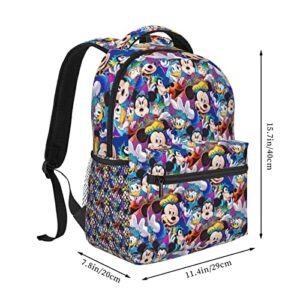 Cmrtilseem Mickey Backpack Girl's Boy's Adult's 16 Inch Double Strap Shoulder Light Weight Bookbag Water Resistant Travel Laptop Backpack