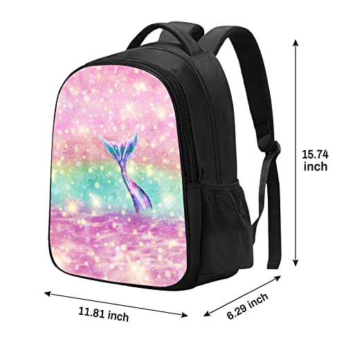 SARA NELL Kids Mermaid School Backpack Mermaid Tail Green Pink Galaxy Bookbag for Boys Girls, Kindergarten Elementary Toddler School Backpack, Premium Book Bag with 2 Main Compartment, 15.7 Inches