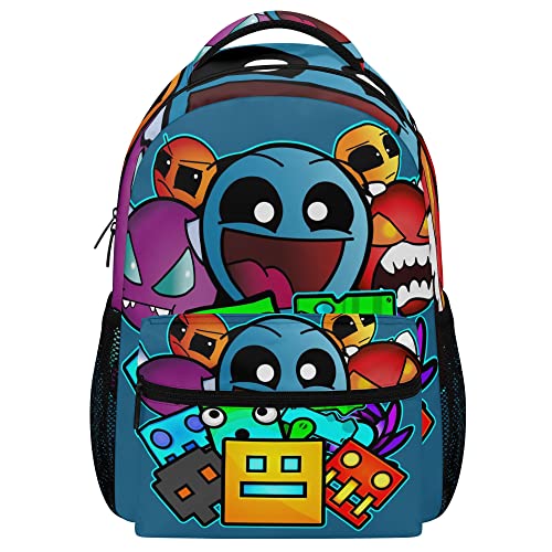 ELENAYAH Geometry Old School Gaming Backpack Kids School Bag Lightweight Daypack Travel Laptop Bag Women Men Bookbags