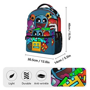 ELENAYAH Geometry Old School Gaming Backpack Kids School Bag Lightweight Daypack Travel Laptop Bag Women Men Bookbags