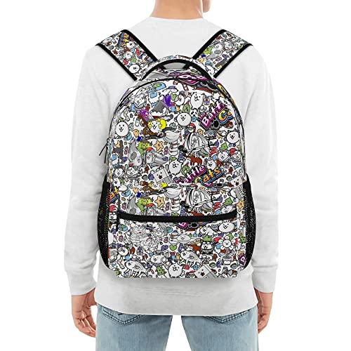 ELENAYAH Cat Gaming Backpack Kids School Bag Lightweight Daypack Travel Laptop Bag Women Men Bookbags