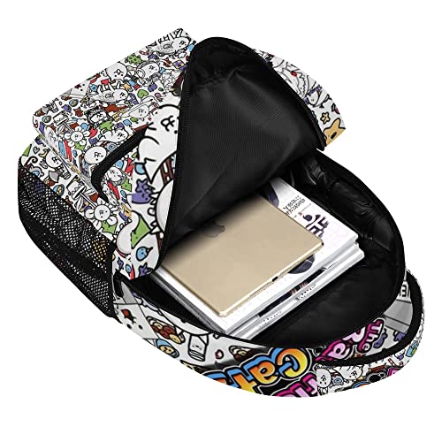 ELENAYAH Cat Gaming Backpack Kids School Bag Lightweight Daypack Travel Laptop Bag Women Men Bookbags