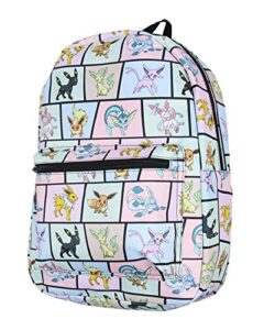 bioworld pokemon backpack eevee evolutions laptop school travel backpack bag, multicolored