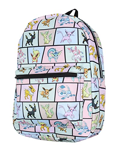 Bioworld Pokemon Backpack Eevee Evolutions Laptop School Travel Backpack Bag, Multicolored