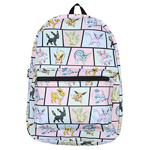 Bioworld Pokemon Backpack Eevee Evolutions Laptop School Travel Backpack Bag, Multicolored