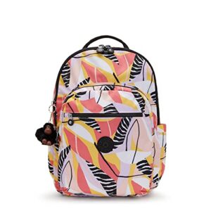 kipling women's seoul 15 laptop backpack, durable, roomy with padded shoulder straps, nylon bag
