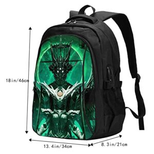 Jrktuwdg De-stiny 2 Men Women Backpack Shoulder Bag with USB Charging Port Bookbag Laptop Backpacks