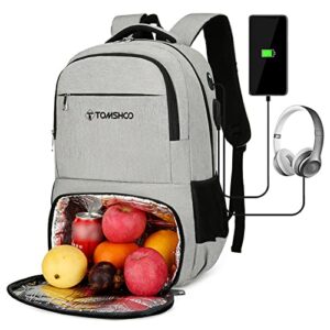 tomshoo lunch backpack for men women, insulated cooler backpack lunch bag 15.6 inch laptop backpack reusable water resistant for work beach camping picnics hiking travel
