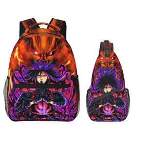 Lomaiwei Anime Backpack 3D Printed Shoulder Bag Set Cartoon Casual Backpack Messenger Backpack Unisex