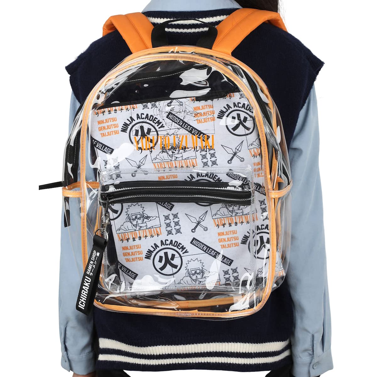 Bioworld Naruto Shippuden 17" Clear Plastic Backpack with Removable Laptop Pocket