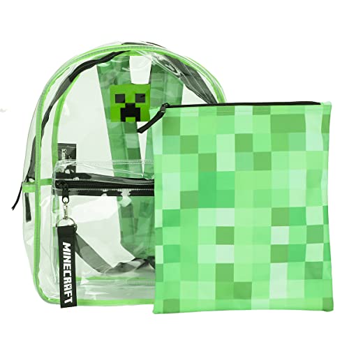 Bioworld Minecraft 17" Clear Plastic Backpack with Removable Laptop Pocket