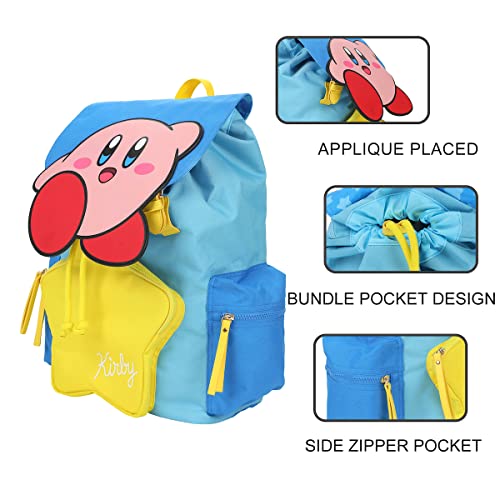 Bioworld Kirby Character 17" Backpack with Drawstring Main Compartment