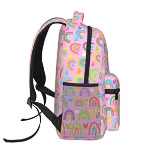 Cute Rainbow Girls Backpack Large Capacity Multifunction Backpacks Lightweight Casual Daypack for Kids Girls Boys Gifts