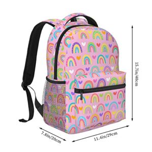 Cute Rainbow Girls Backpack Large Capacity Multifunction Backpacks Lightweight Casual Daypack for Kids Girls Boys Gifts