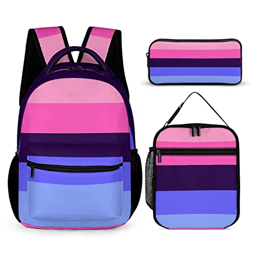 SDERDZSE Omnisexual Pride LGBTQ Backpack Set Lightweight Laptop Backpack with Lunch Bag And Pencil Case for Women Men