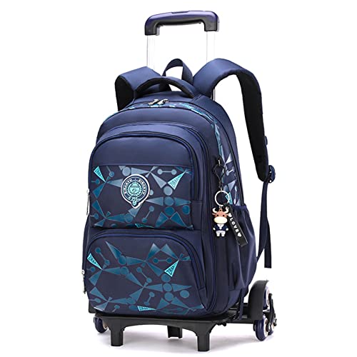 CUSALBOY Anime School Bags student Oxford Cloth Vacation Backpack Travel Bag Luggage Trolley Case with Six Wheels Laptop backpack (blue 2)