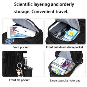 CUSALBOY Anime School Bags student Oxford Cloth Vacation Backpack Travel Bag Luggage Trolley Case with Six Wheels Laptop backpack (blue 2)