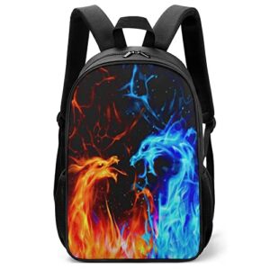 leopom fire dragon laptop backpack lightweight large school flame bookbags - 17 inch