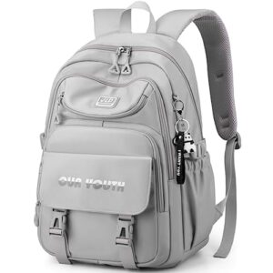 h hikker-link laptop backpack stylish college backpack shoulder bag daypack rucksack gray