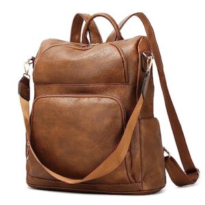 seyfocnia backpack purse for women, fashion backpack convertible design satchel handbags shoulder bag with laptop compartment travel carry on backpack, brown