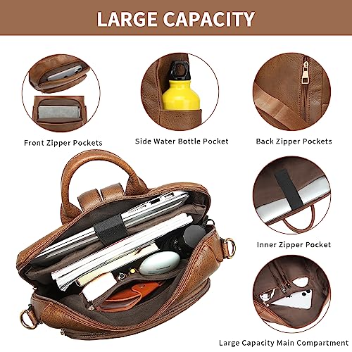 seyfocnia Backpack Purse for Women, Fashion Backpack Convertible Design Satchel Handbags Shoulder Bag with Laptop Compartment Travel Carry on Backpack, Brown