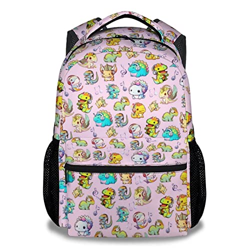 NICEFORNICE Dinosaur Backpacks Kids - 16 Inch Cute Backpack for School - Pink Lightweight Bookbag for Kids