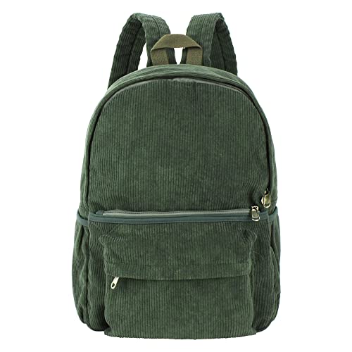 Lobagve Corduroy Backpack Large College Backpack Casual Bookbag Laptop Backpack Computer Bag Travel Daypack for Women Men,Green