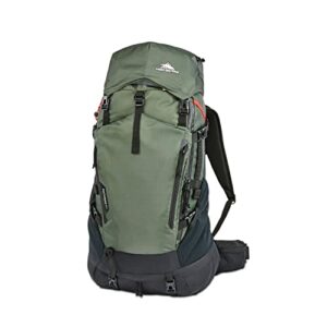 high sierra pathway 2.0 backpack with hydration storage sleeve, for hiking, biking, camping, traveling, forest green/black, 60l