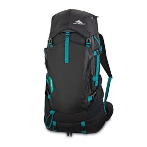 high sierra pathway 2.0 backpack with hydration storage sleeve, for hiking, biking, camping, traveling, black, 75l